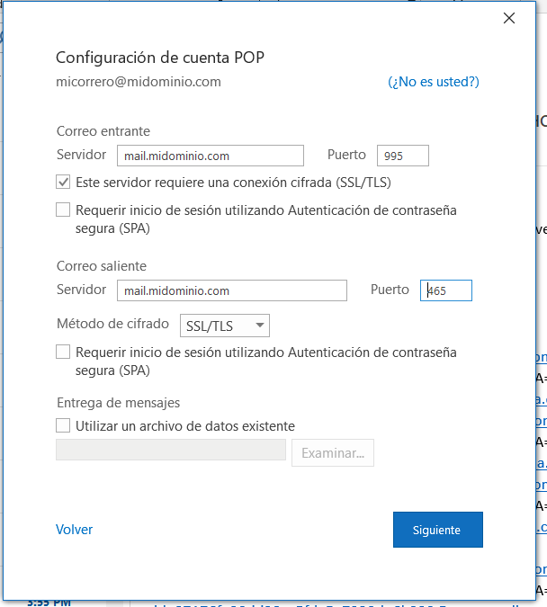 Configuraci n correo pop para outlook 2019 preguntas frecuentes faq