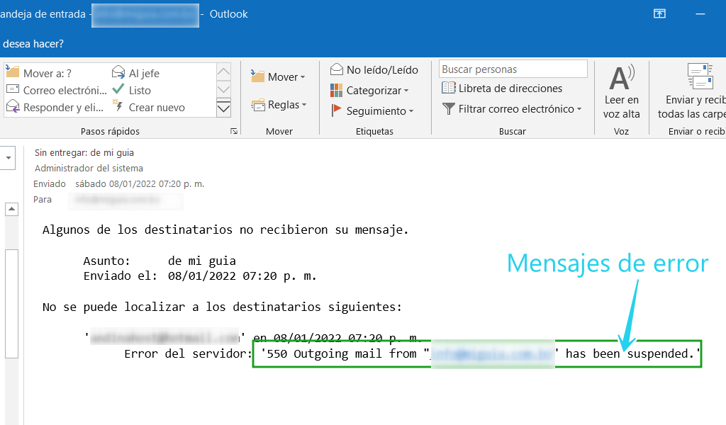 out error550 0