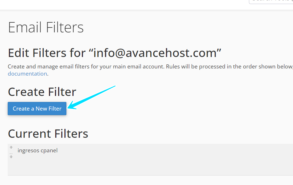 email filtros cpanel 3